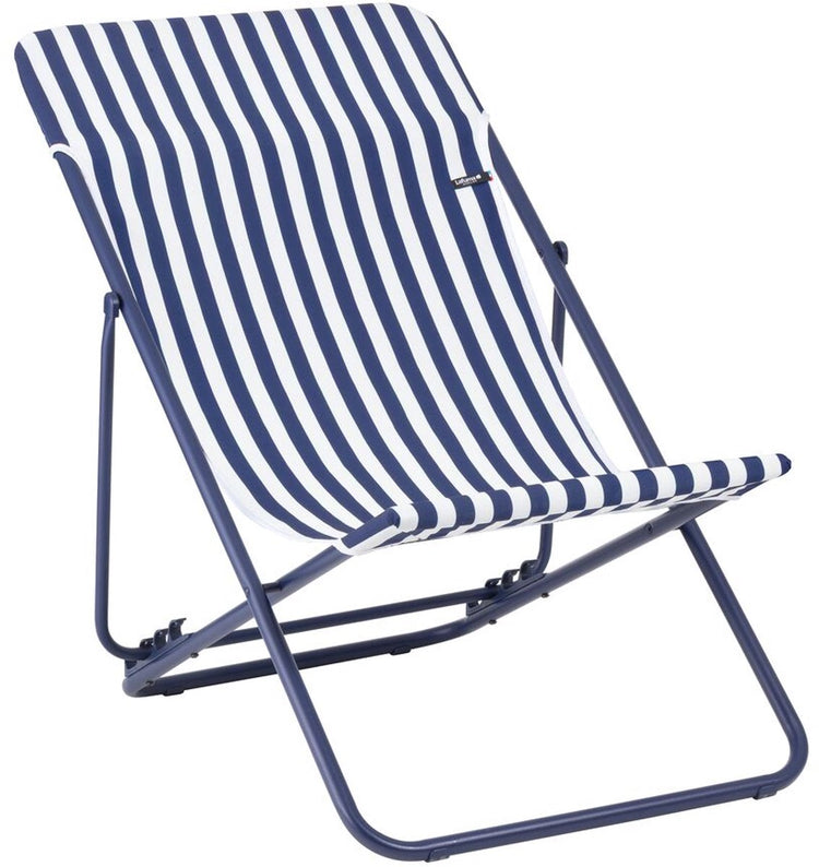 Lafuma maxi transat - chaise de plage - pliable - réglable - airlon - rayé indigo (bleu)