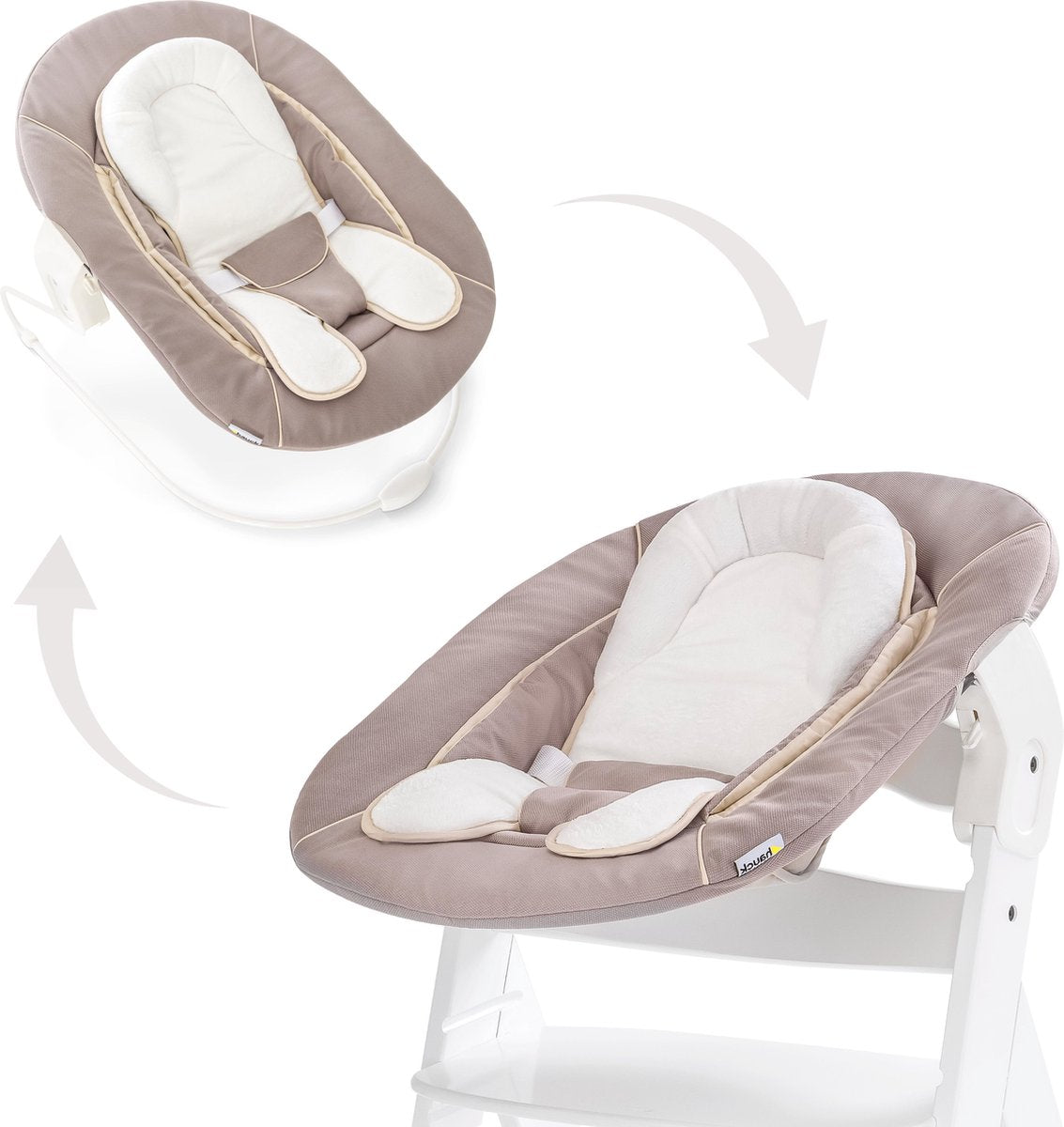 Hauck alpha transat 2 en 1 - chaise à bascule - beige stretch