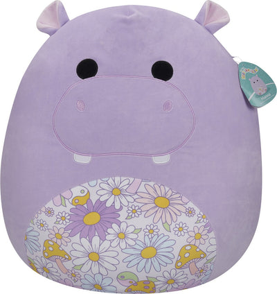 Squishmallows hanna - peluche hippopotame violet avec ventre fleuri 50cm
