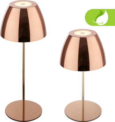 Briloner serina - lampe de table LED sans fil ip44 - 7522013 - dimmable - tactile - résistant aux éclaboussures - sans fil - batterie et source lumineuse remplaçables - ø13,5 x 36 cm - couleur cuivre