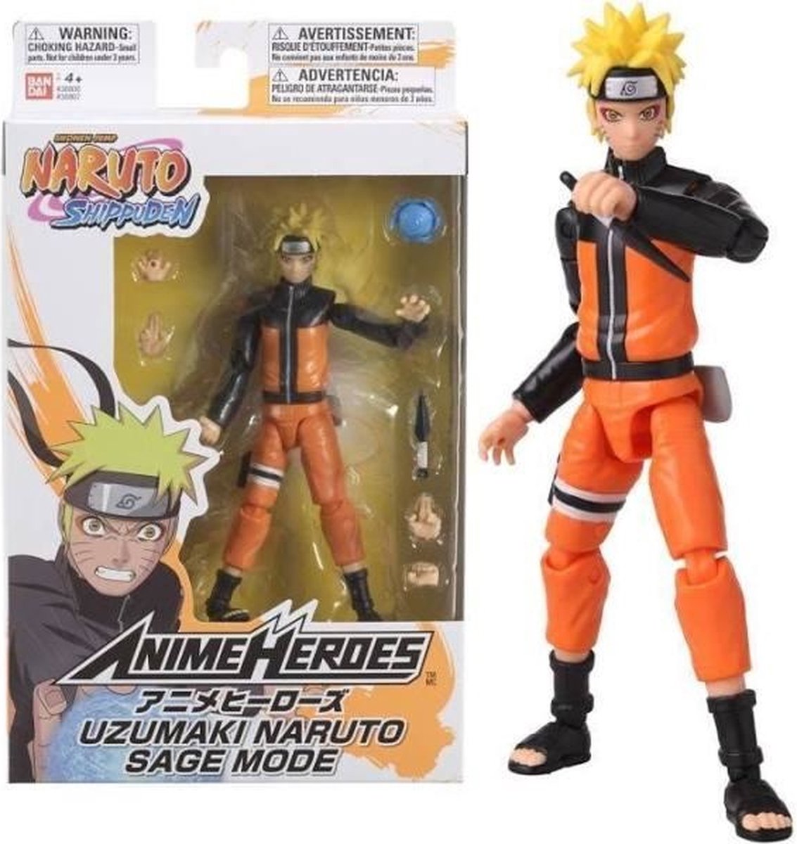 Bandai - Héros d'anime - figurine Naruto Uzumaki en mode ermite (mode sage) - Naruto Shippuden - figurine manga héros d'anime 17 cm - figurine naruto - jouet enfant 4+ - 36907