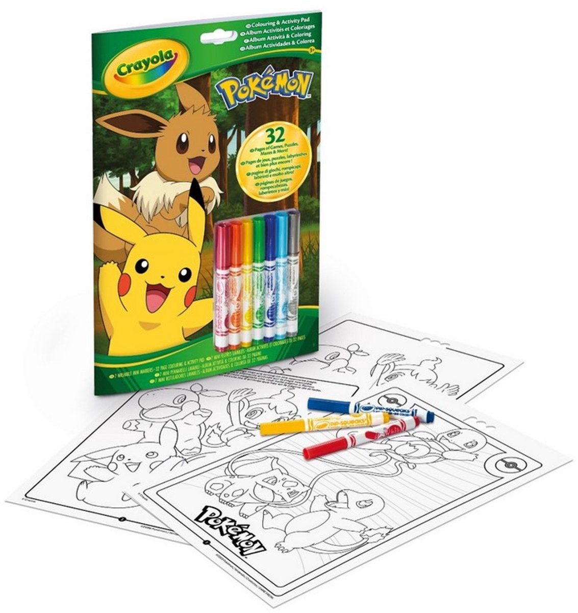 Crayola - livre de coloriage - livre de coloriage et d'activités pokémon avec 7 feutres