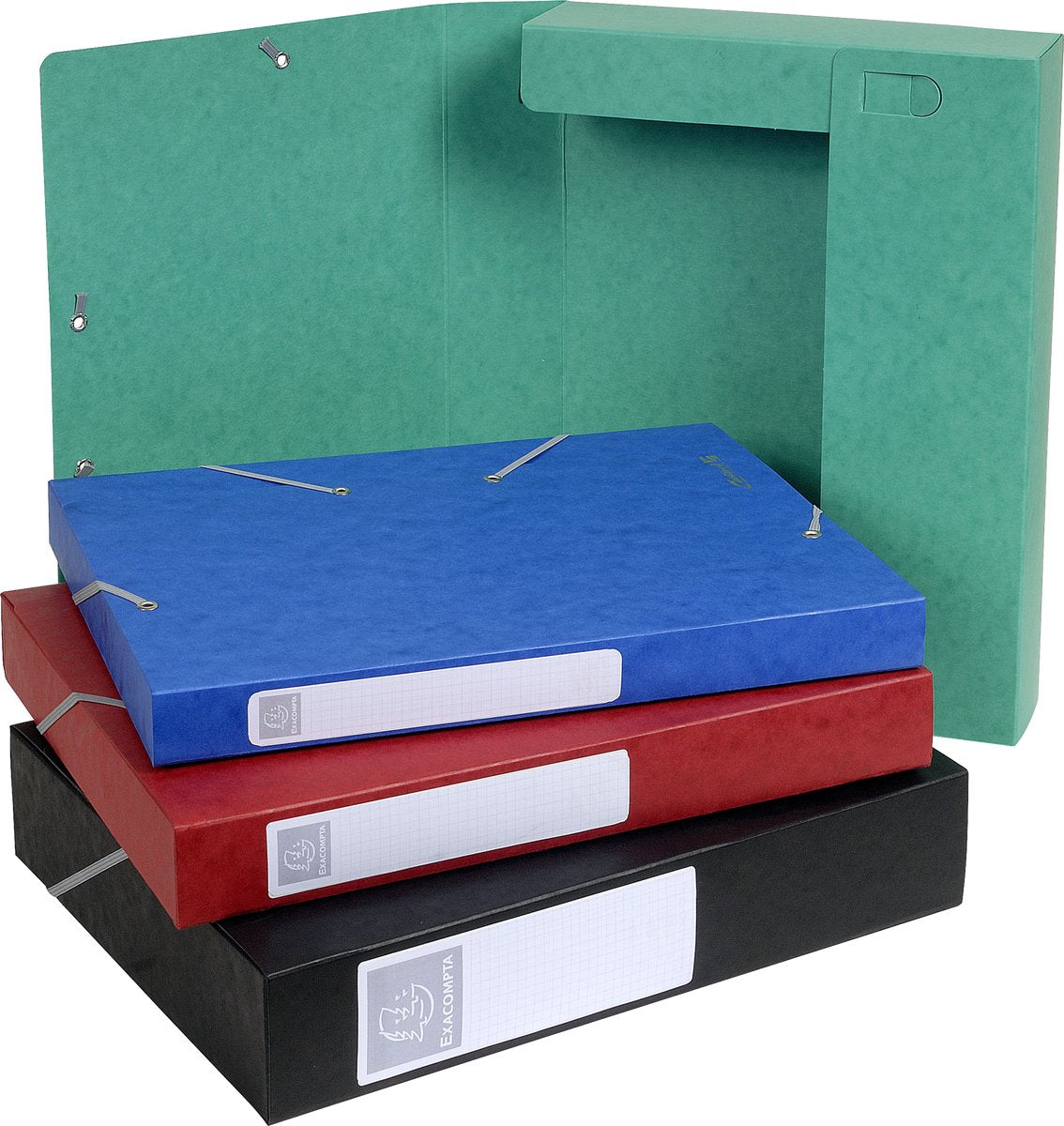 Exacompta 10x boîte d'archives cartobox dos 40mm - a4 (livrée à plat) - assorties - 14000h