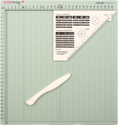 Tableau de notation créatif Vaessen - score facile - 30,5 x 30,5 cm - avec os pliant et règle - en cm - menthe
