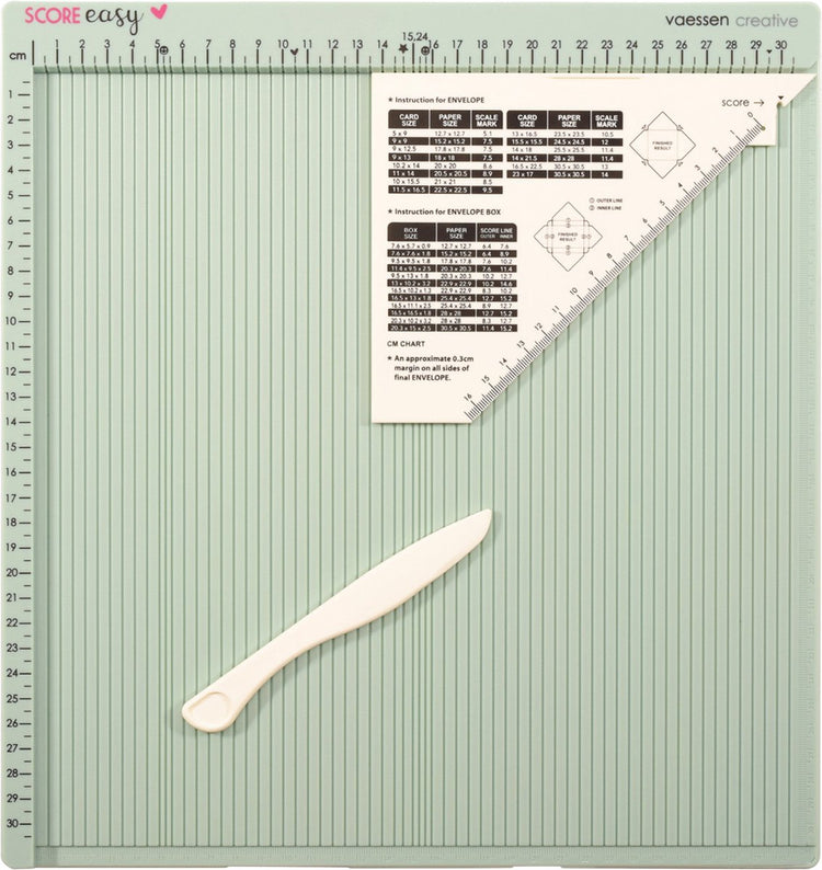 Tableau de notation créatif Vaessen - score facile - 30,5 x 30,5 cm - avec os pliant et règle - en cm - menthe
