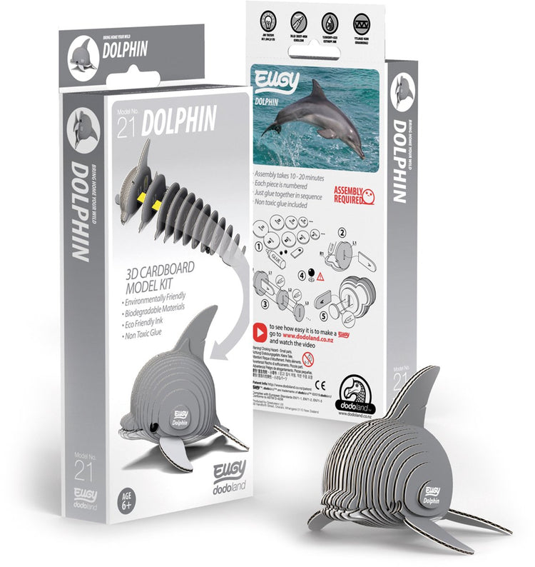 Puzzle 3D Eugy - dauphin - animaux marins - durable - collectionnez-les tous - 6 ans