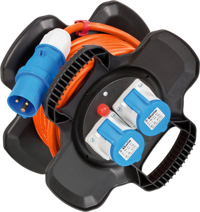 Brennerstuhl enrouleur de câble cee x-gum enrouleur de câble de camping avec 10 m de câble en orange (enrouleur de câble avec 2 prises cee + 3 prises, pour une utilisation permanente en extérieur, fabriqué en Allemagne)