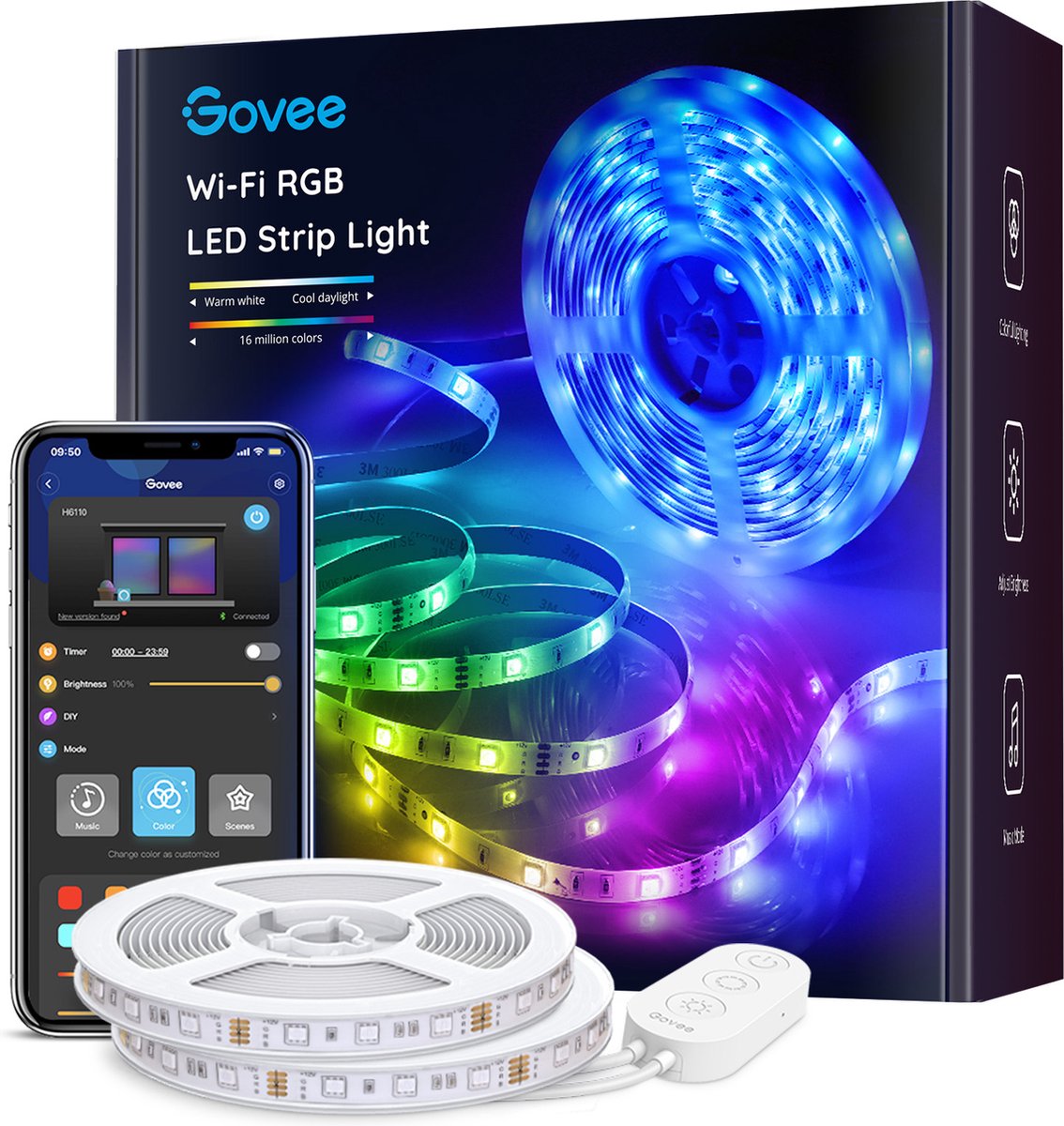 Bande LED RGB intelligente Govee 2 x 5 mètres - application et commande vocale