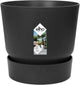 Elho greenville round 47 - grand pot de fleur d'extérieur avec réservoir d'eau - 100% plastique recyclé - ø 47 x h 44 cm - noir vivant