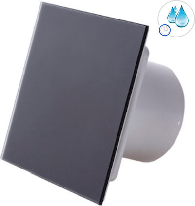 Ventilateur de salle de bain silencieux Awenta 125 mm - minuterie et capteur d'humidité - verre noir mat