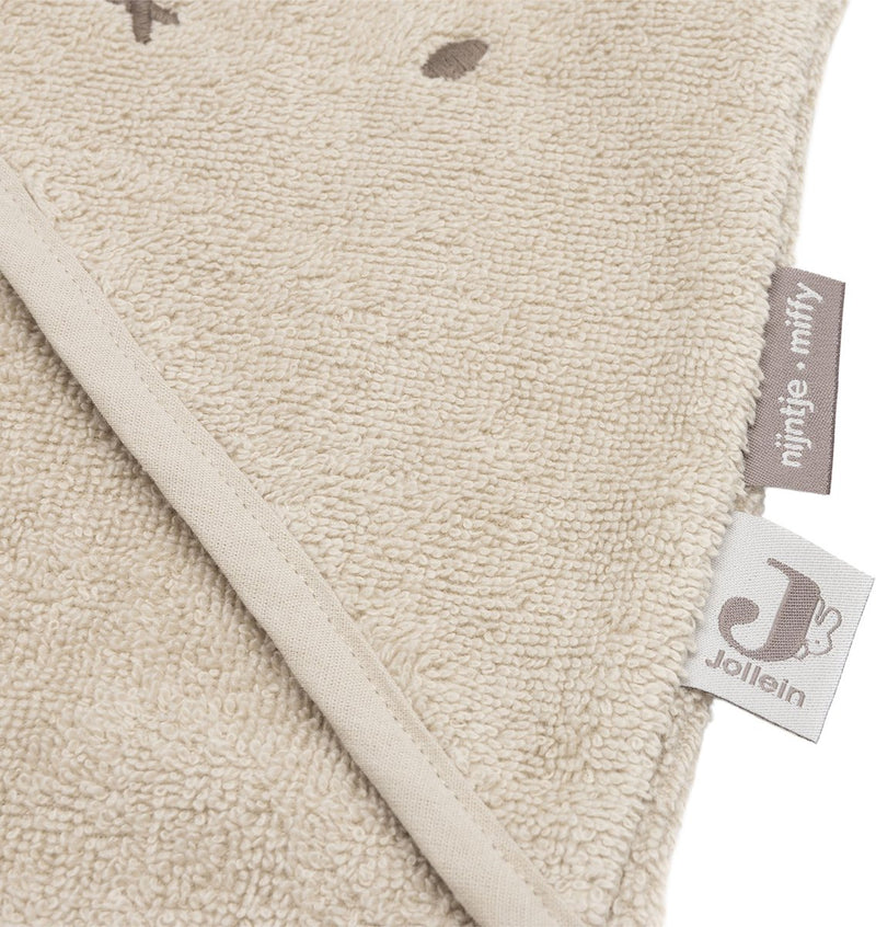 Jollein cape de bain bébé - jersey éponge - 75x75 cm - miffy warm - sable