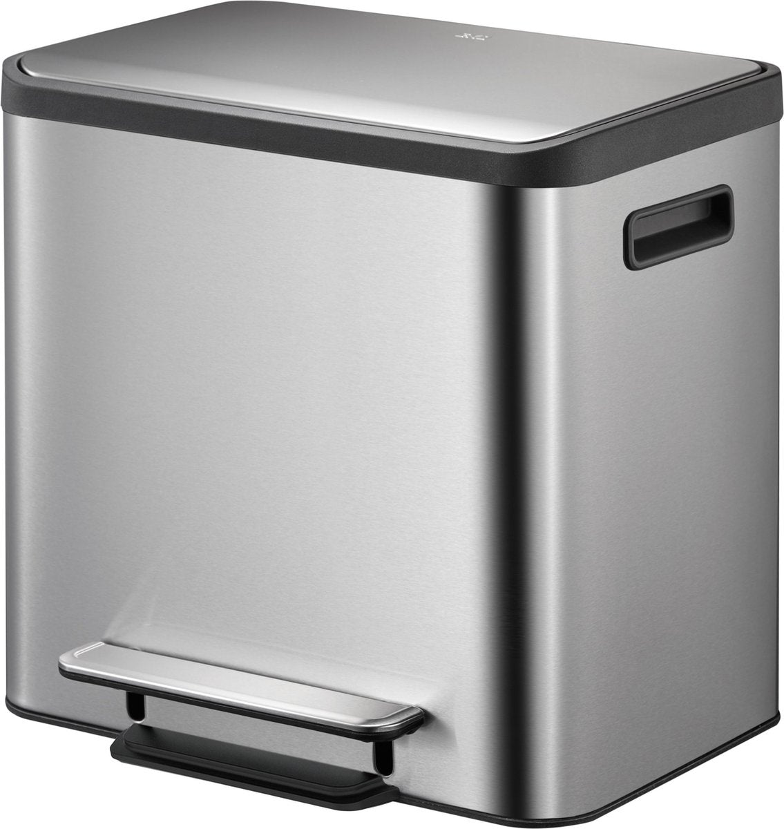 Eko - poubelle à pédale de recyclage ecocasa 12+12 litres - acier inoxydable - acier inoxydable mat - poubelle