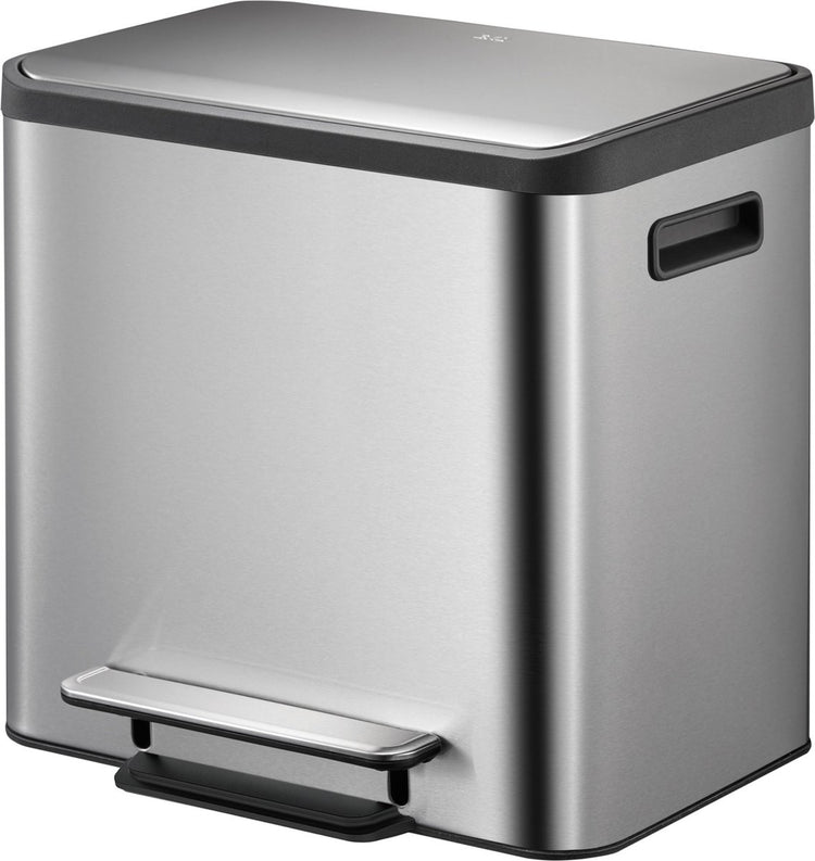 Eko - poubelle à pédale de recyclage ecocasa 12+12 litres - acier inoxydable - acier inoxydable mat - poubelle