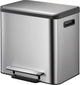 Eko - poubelle à pédale de recyclage ecocasa 12+12 litres - acier inoxydable - acier inoxydable mat - poubelle