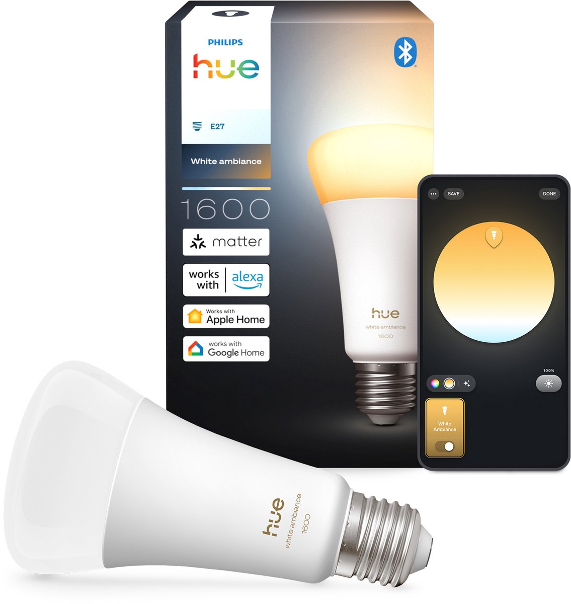 Ampoule LED intelligente Philips Hue A67, lumière blanche chaude à froide, culot E27