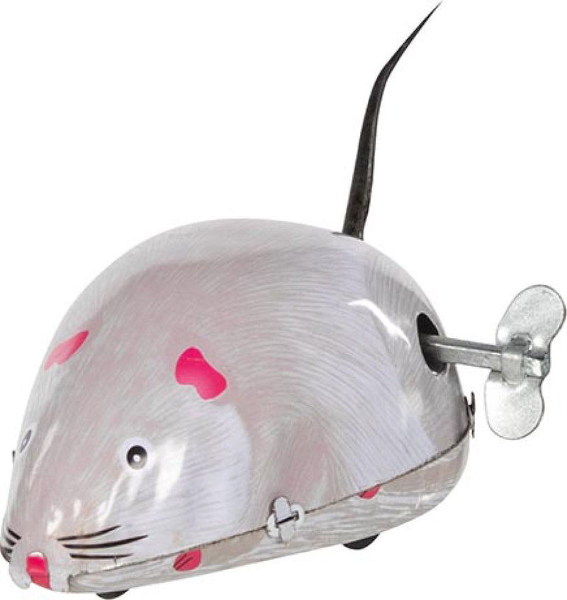 Souris à remonter en étain. 8x6x3,5 cm.