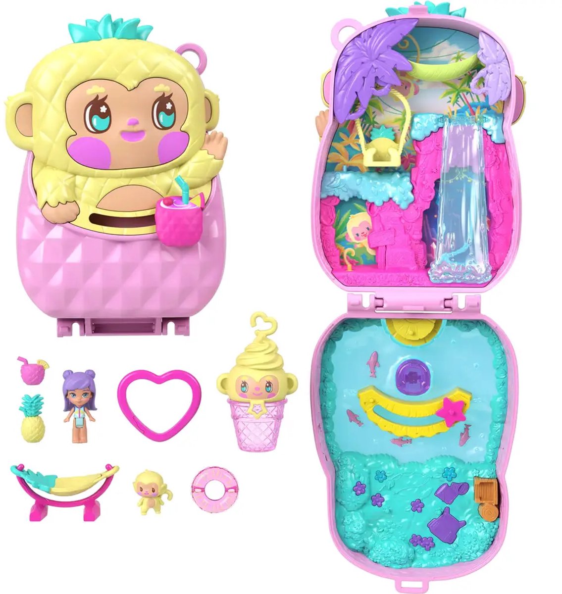 Ensemble de jeu compact singe ananas Polly Pocket