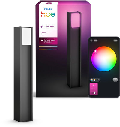 Lampe sur pied haut Philips Hue Turaco - éclairage de jardin - gris anthracite - IP44 - lumière blanche et colorée - 1100 lumens - contrôle via notre application ou avec votre voix - compatible avec la matière
