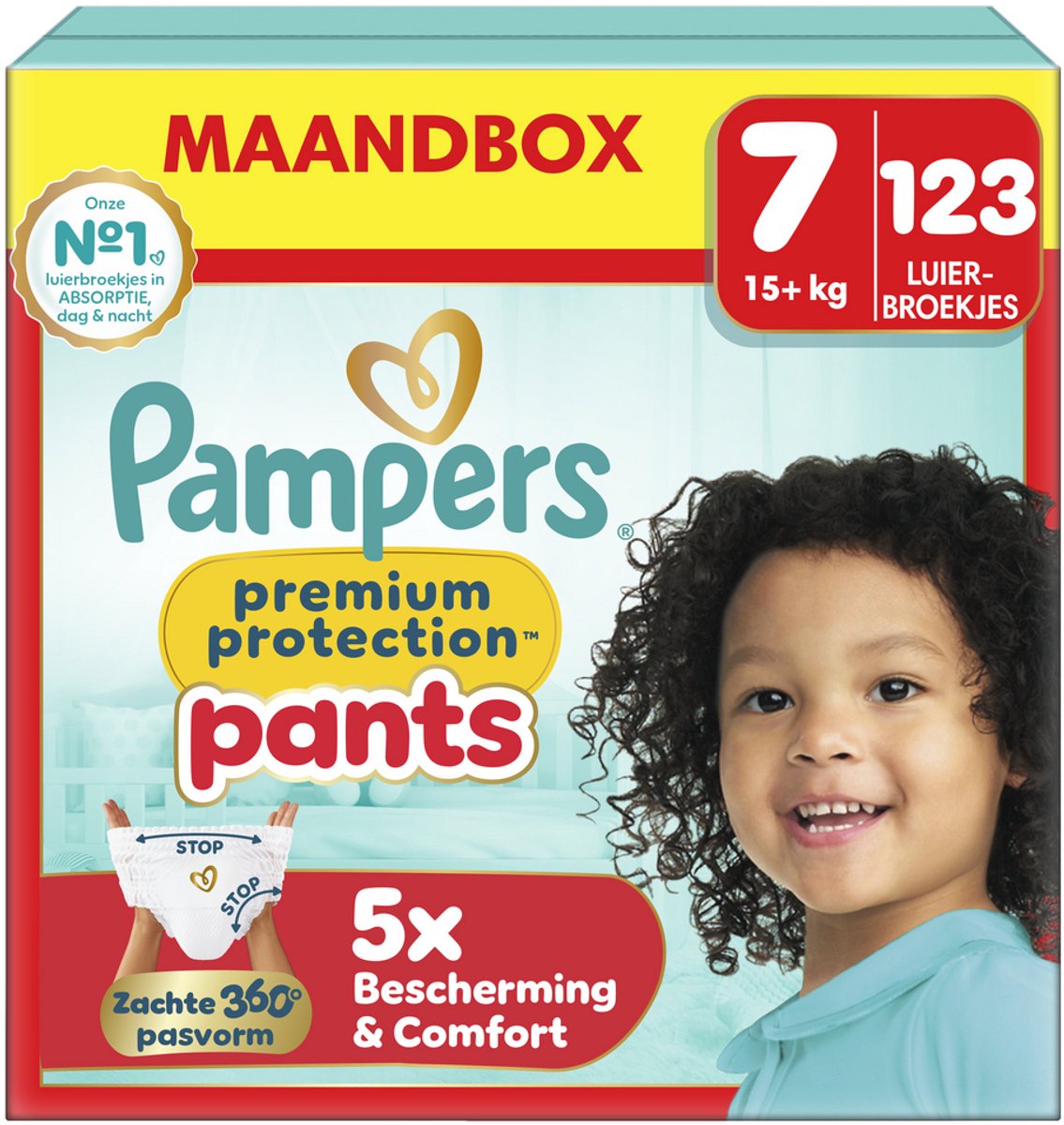Pantalon de protection Pampers premium taille 7, 123 couches-culottes, 15 kg+