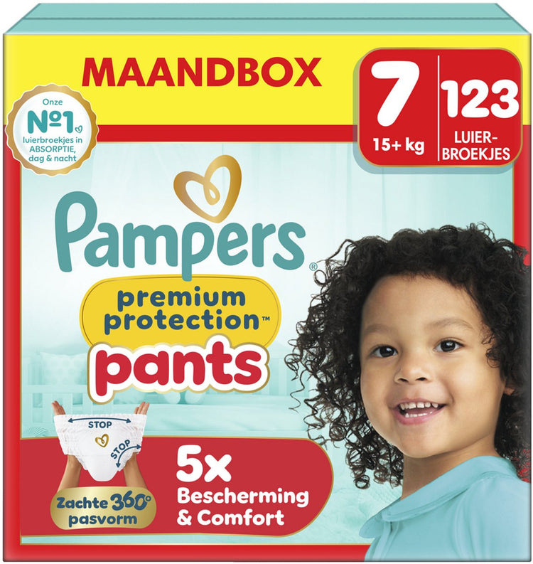 Pantalon de protection Pampers premium taille 7, 123 couches-culottes, 15 kg+