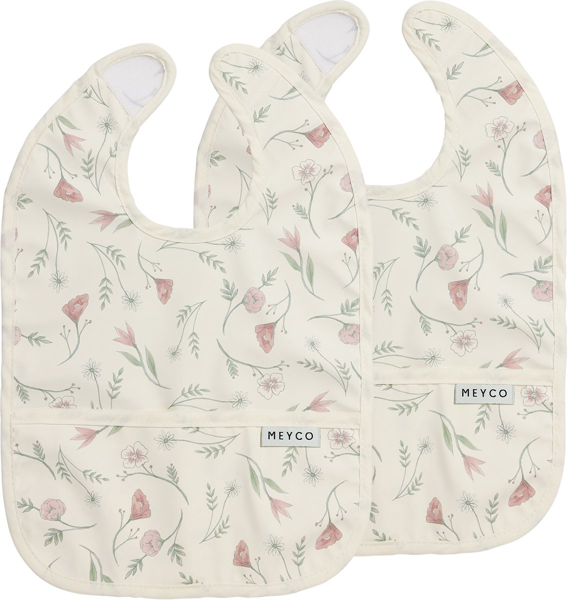 Bavoir bébé fleur Meyco avec bac de collecte - pack de 2 - multicolore