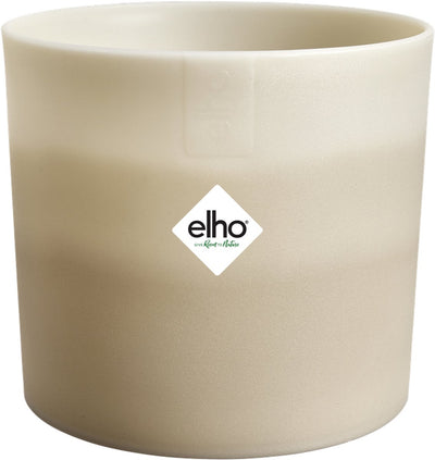 Elho dégradé de couleurs rond 14cm - pot de fleur pour l'intérieur - 100% plastique recyclé - ø 13,8 x h 12,4 - beige grès