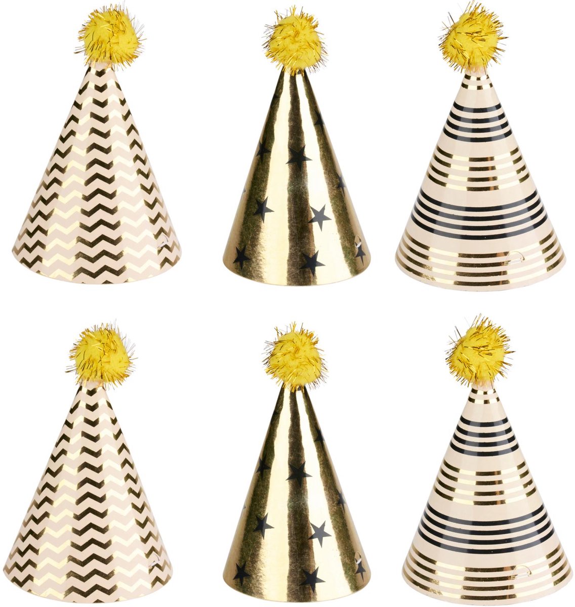 Partycasa party casa chapeaux de fête - 6 pièces - couvre-chef d'anniversaire - ensemble de chapeaux de fête - chapeaux de fête en papier - accessoires de fête pour enfants