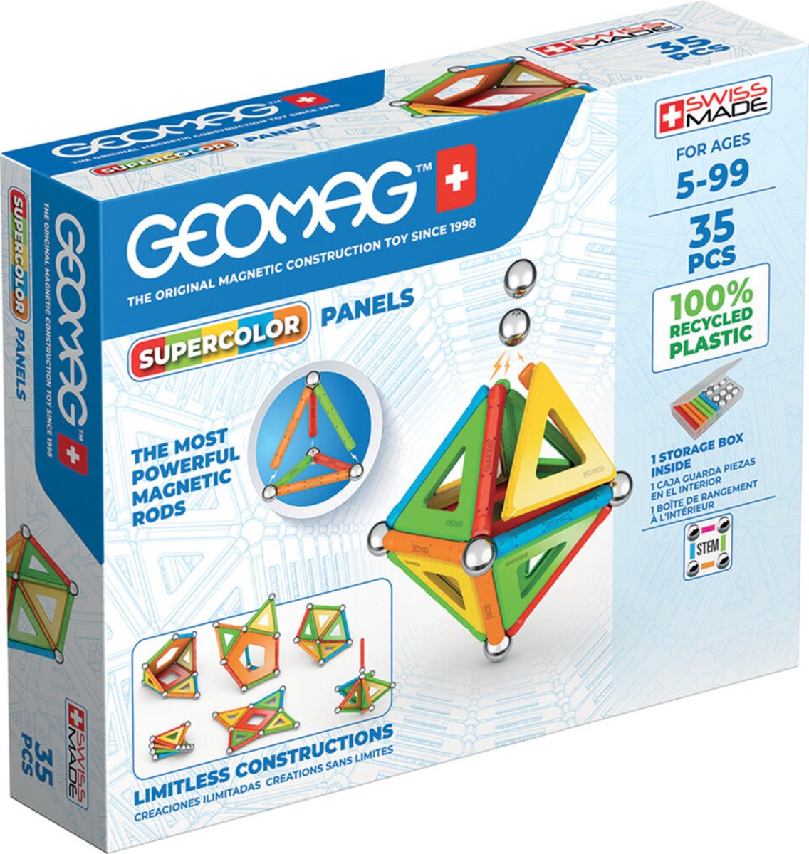 Panneaux Geomag Super Color recyclés, 35dlg.