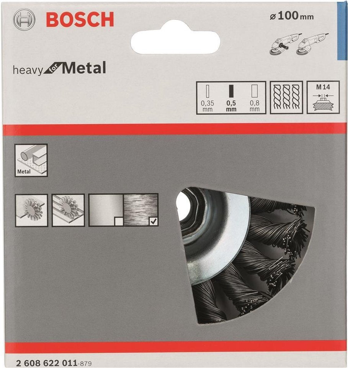 Bosch brosse conique m14 100 tresse 0,5 acier
