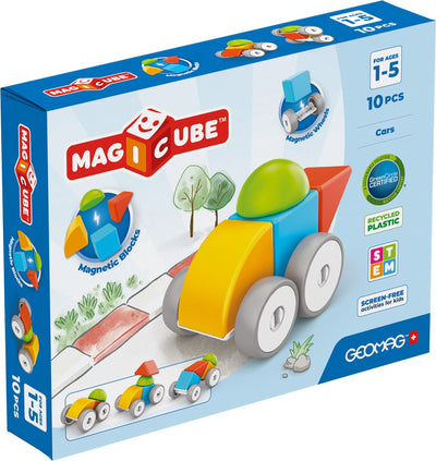 Geomag Magicube bloque les voitures recyclées - blocs de construction magnétiques - 10 pièces - à partir de 1 an