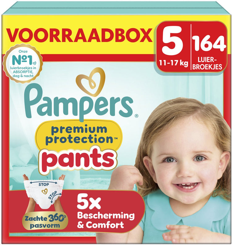 Pantalon de protection Pampers premium taille 5 - 164 pantalons à couches - 11kg-17kg - boîte de rangement
