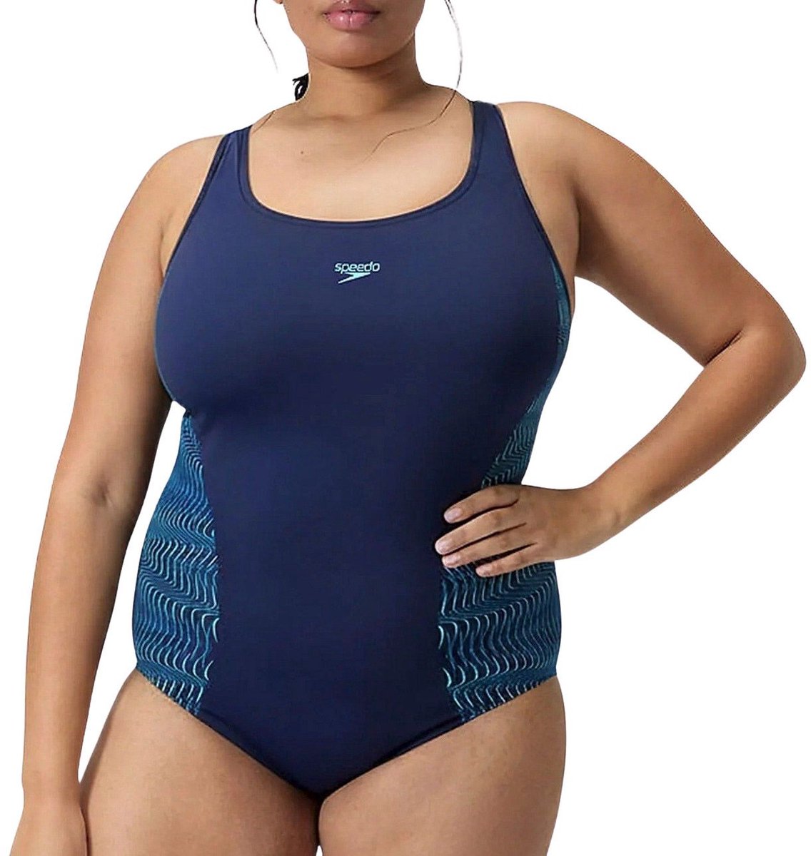 Maillot de bain une pièce femme Speedo plus size placement medalist - bleu marine