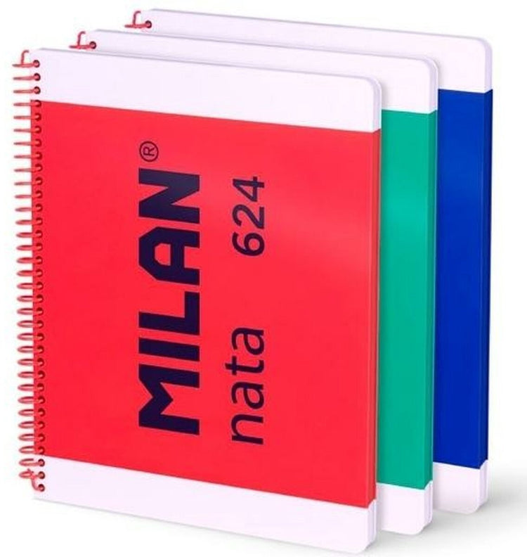 Milan lot de cahiers multicolores a4 80 feuilles 3 parties (4 pièces)
