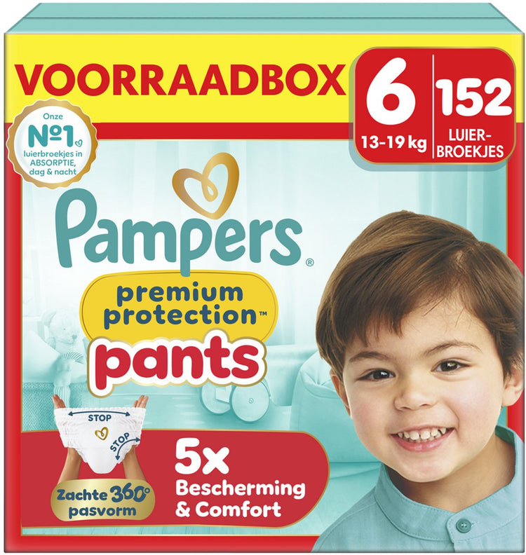 Pantalon de protection Pampers premium taille 6 - 152 pantalons à couches - 13kg-19kg - boîte de rangement