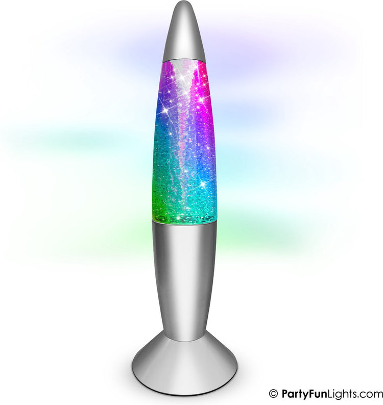 Lampes de fête - lampe tornade à paillettes - changement de couleur - argent - fonctionne avec 3 piles AA - connexion USB