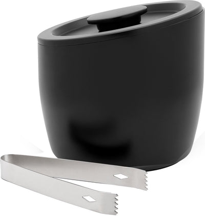 Leopold Vienne - Seau à glace avec couvercle en acier inoxydable à double paroi - 2,5 l noir mat
