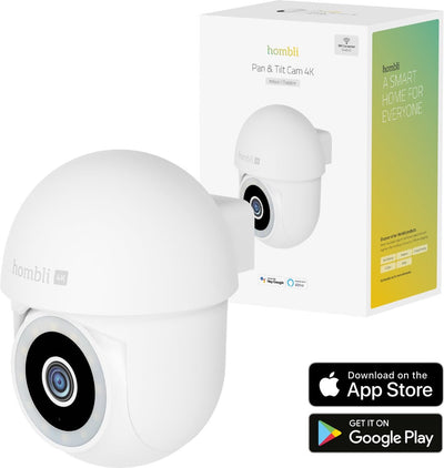 Hombli 4k pan tilt - caméra de sécurité - caméra de surveillance extérieure - 4k - vision nocturne colorée - fonction de suivi - blanc