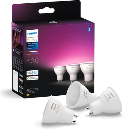 Philips hue spot - lumière blanche et colorée - pack de 3 -400 lumens - gu10