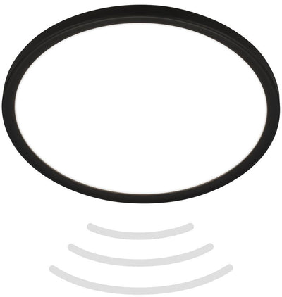 B.K.licht move - Éclairage de salle de bain LED - Plafonnier avec détecteur de mouvement - Plafonnier à lumière indirecte - ø29 cm - Noir