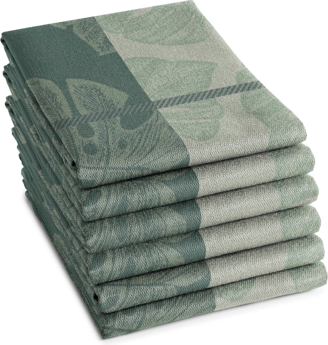 Ddddd - monstera - 6x torchon - lot de 6 pièces - coton - imprimé végétal - 60x65 cm - vert