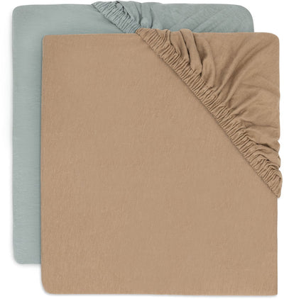 Jollein bébé - drap-housse berceau jersey 40 50x80 90cm - lit bébé - coton doux - 2 pièces - biscuit vert d'eau