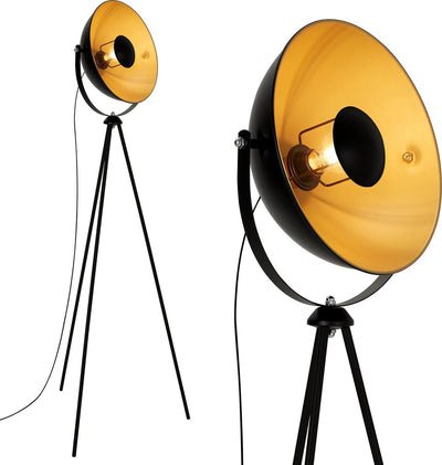 Briloner sable - lampadaire salon - lampadaire industriel - or noir - raccord E27 - métal - 148cm