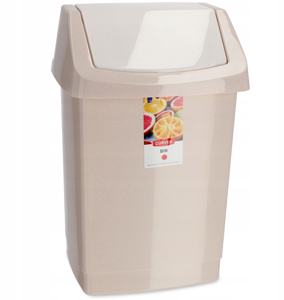 Poubelle Curver, plastique, beige, 38,5 x 33,5 x 63,5 cm