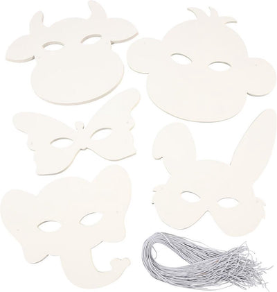 Masques d'animaux Creativ company, h : 13-24 cm, l : 20-28 cm, 230 g, blanc, 100 pièces 1 boîte