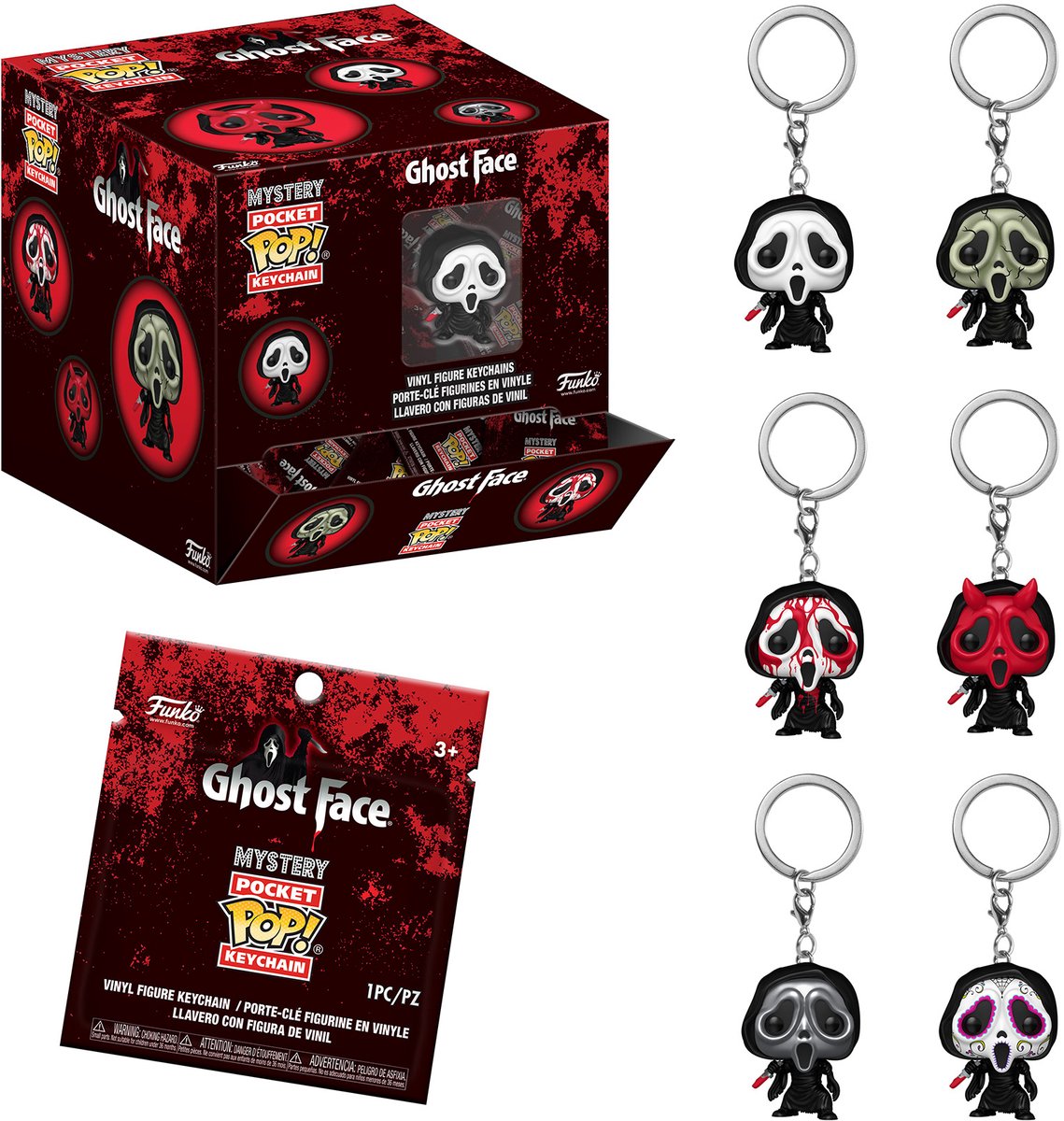Porte-clés Funko pop : boîte aveugle au visage fantôme - 1 sur 6 variantes disponibles