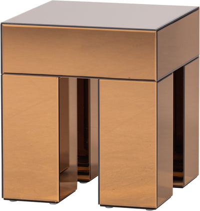 Table d'appoint Woood Mirrox - verre miroir en bois - marron - 50x45x45