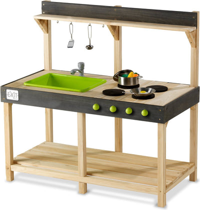 Exit jouets exit yummy 100 cuisine extérieure en bois - cuisine en boue - cuisine de jeu extérieure - enfants - bois FSC - naturel