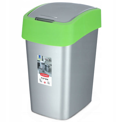 Keter Curver Flip Bin - Poubelle - 9l - Vert argenté - Conception durable