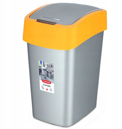 Keter Curver Flip Bin - Poubelle - 9l - Argent - Orange
