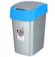Curver cuver - poubelle avec couvercle - gris avec cadre bleu - 25l, flip bin